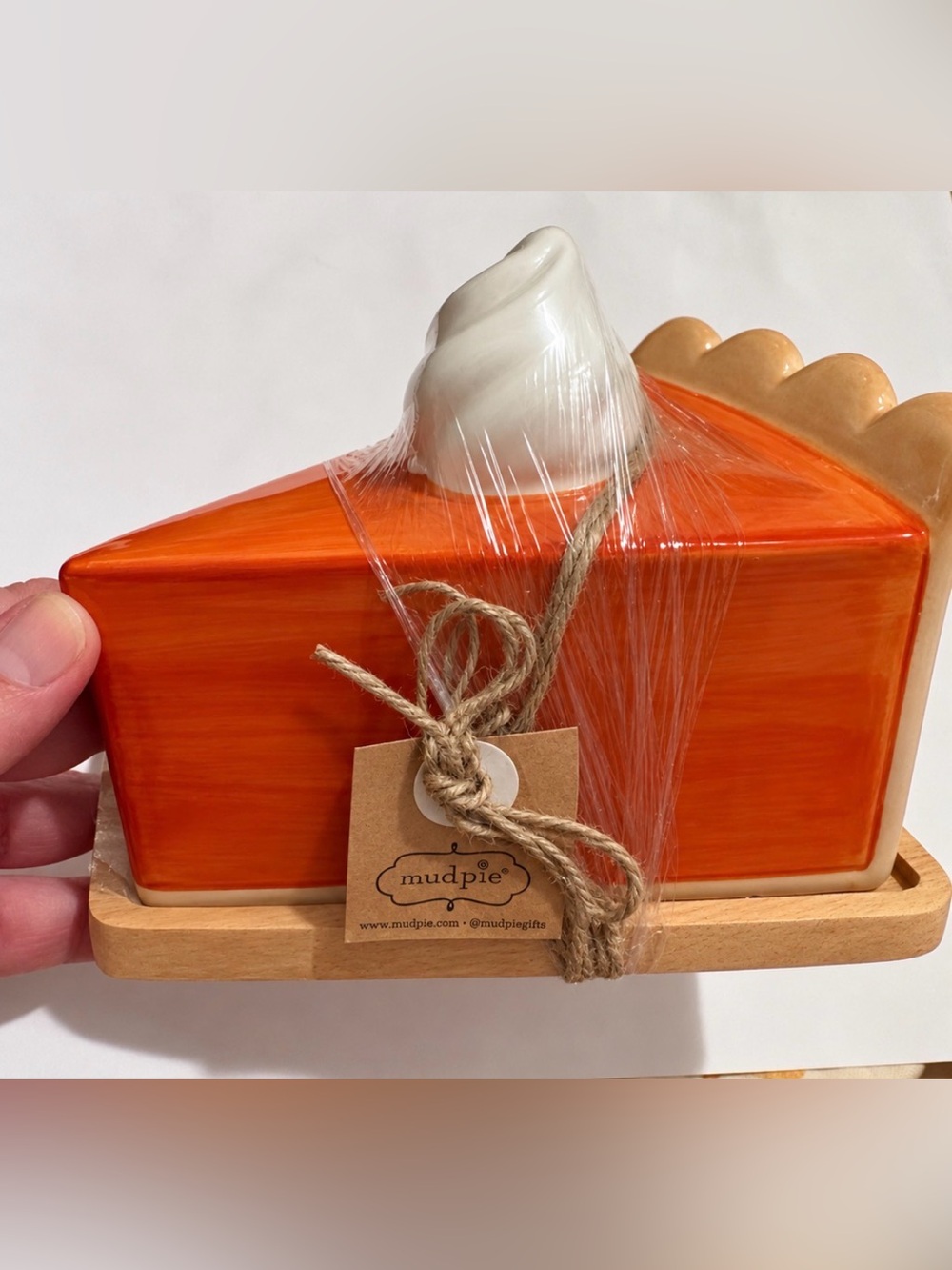 Ceramic Halloween Thanksgiving pumpkin pie covered cheese, candy, etc keeper NEW